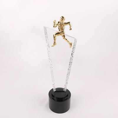 China Health care institute sports MH-NJ00657 custom engraving crystal k9 running trophy crystal glass award running trophy for sale