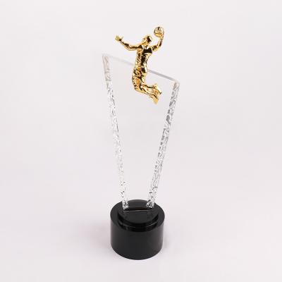 China Health Care Institute Sports Champion Trophies Basketball Award Custom Engraving Crystal Trophies MH-NJ00655 for sale