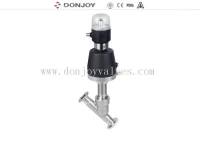 China Double Acting Pneumatic Angle seat Valve with tri clmap end For steam for sale