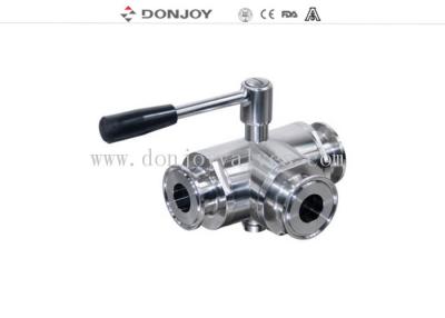 China DN10-DN100 Manual Three Way Sanitary Ball Valve with clamped Connection for sale