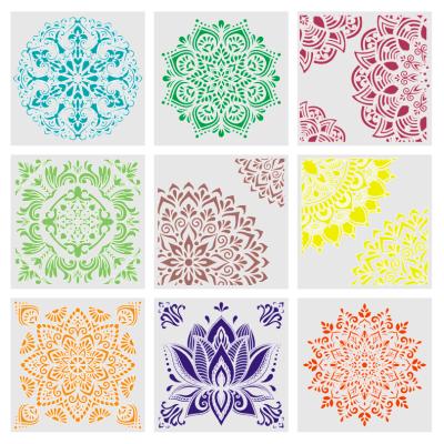 China Painting& Reusable Drawing Mandala Dot Style Wall Floral Engine Custom Mandala Stencil for sale