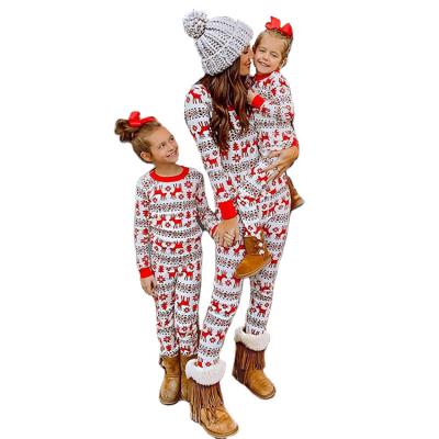 China Thermal Women's Christmas Elks Printed Pajamas Parent-child Set Parent-child Casual Home Outfit for sale