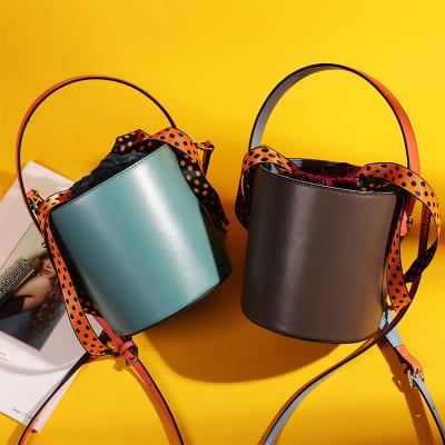 China Others customized design women's bucket bag 2021 new leather women's handbag cowhide shoulder cross-body bag for sale