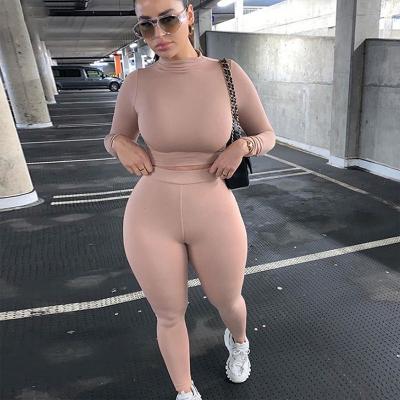 China 2021 Autumn Plus Size Long Sleeve Shirt Sweatpants Sweatpants Breathable Women 2 Piece Long Jogger Set Clothing Custom Logo for sale