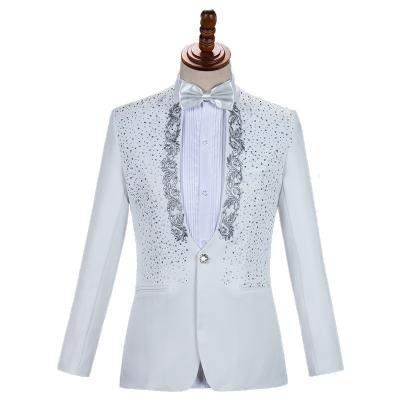 China Sets Performance Clothes Hot Men's Stage Chorus Men's Stage Annual Meeting Host Singer Stand Male Adult Collar Drill Dress Costume for sale