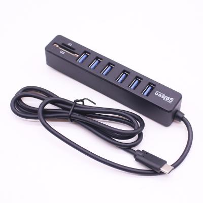 China 6 Port Type C Hub Multi Splitter 6 Port High Speed USB 3.1 Hab All In One TF SD Card Reader USB C OTG Hub For PC Laptop Macbook for sale