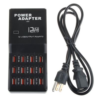 China Universal US EU UK UK 12 Ports HUB 12 Port USB Fast Charger Power Desktop Adapter Extension Dock Wall Outlet Socket for Mobile Phone Tablet for sale