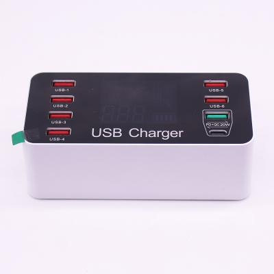 China Universal Multi USB 8-Port Wall Charging Station Smart Fast Desktop Quick Charge 3.0 Type C Port With LED Display USB Charger Hub for sale
