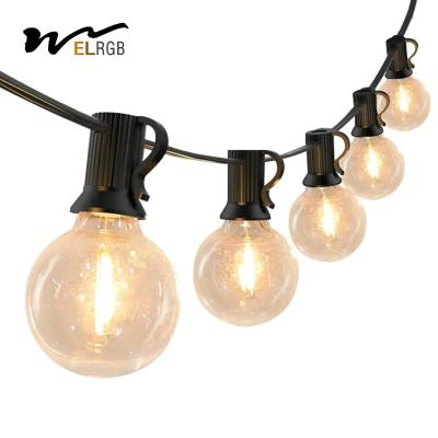 China 7.6m-45m Buiten Plastic Lamp String Lights Zachte Warme Witte AC 220V Te koop