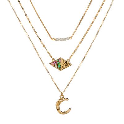 China New Fashionable Hot-selling Jewelry in 2021, Popular Natural Abalone Freshwater Shell Ladies Multilayer Pearl Alloy Necklace for sale