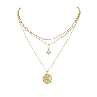 China New Trendy Fashion Trend Sunflower Around Brand Necklace Star Zinc Alloy Pendant Multilayer Necklace for sale