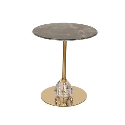 China Finitura redonda brilhante de aço inoxidável Mesa final de metal de base de ouro exclusivo de mármore à venda