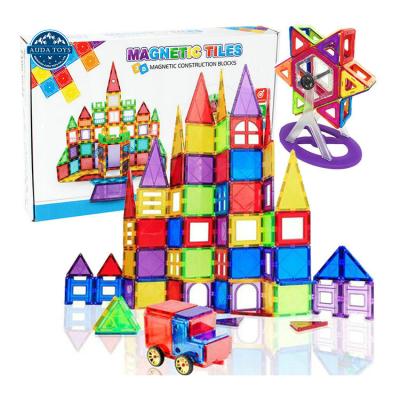 China DIY Building Brick 106 PCS DIY STEM Magnetic Building Tiles Educational Building 100 PCS Magnetic Tiles For Kids for sale