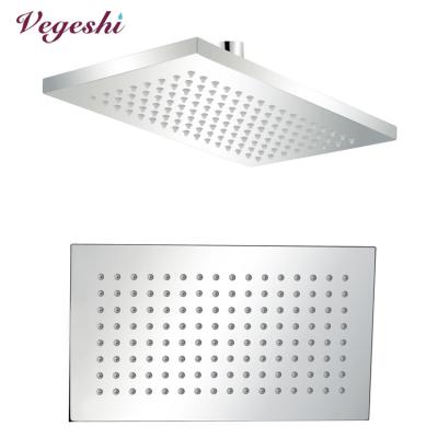 China Without Needle Vegeshi Chrome Finish Shower Head Bathroom Rainfall Rectangle Brass Shower Head 246x142x12mm for sale