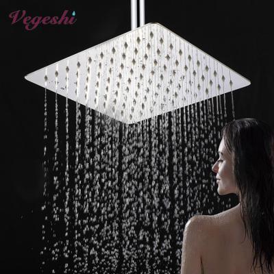 China Needle Free Vegeshi Ultra Slim 8inch 304 Stainless Steel Rainfall Shower Head For Hot Cold Water Mixer Concealed Shower Set for sale