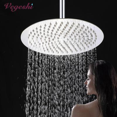 China Vegeshi 12 Inch 304 Stainless Steel Bathroom Rain Free Round Ultra Thin Shower Head For Bathroom Shower Set for sale