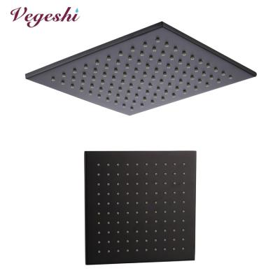 China 8 Inch Luxury Bathroom Rainfall Matte Black Brass Ceiling Rainfall Shower Head No-Drill Vegeshi For Shower Set 200x200x8mm for sale