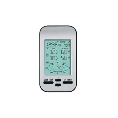 China Weather Station Wireless Clock Dual Mount Wind Sensor LCD Display Outside Home Cold Wind Speed Direction Temperature Humidity Meter 66*120*22mm for sale