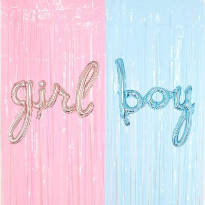 China Modern Laser Photo Backdrop Tinsel Foil Fringe Curtains Party 2M Pastel Macaron Gradient Wedding Rose Gold Rain Curtain Baby Shower for sale