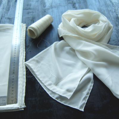 China Long White Silk Crepe De Chine Shawls for sale