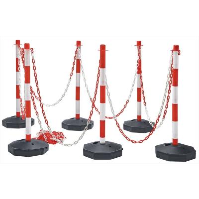 China PP PE Exclusion Zone Base Extension Kit Traffic Delineator Post Chain Hose Traffic Safety Bollard Sand Filled Warning Barrier for sale