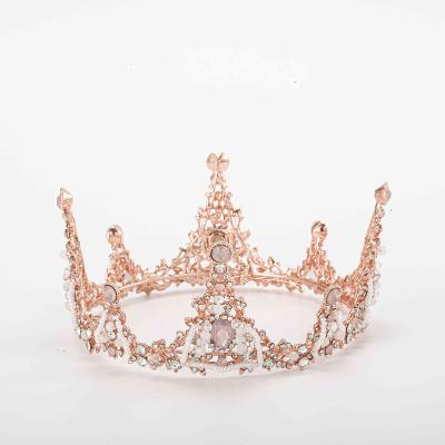 China Inlaid Crown New Tiara Crown Wedding Bridal Baroque Crystal Gold Bling Rhinestone Headbands for sale