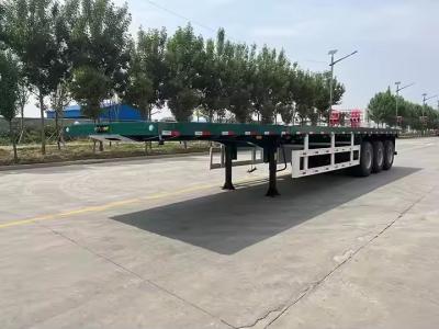 China 50ton 60ton Heavy Duty Hydraulic Gooseneck Semi Trailer Truck Aluminium Flatbed Axle Trailer for sale