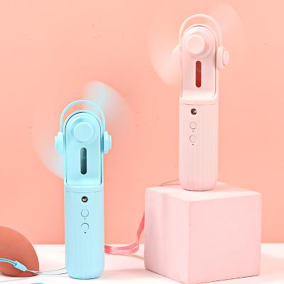 China Fan+Power Bank+misty 2000mAh Battery Hand Held Fan With Backup Power Bank Small Mini Hand Held Portable Electric Cooling Fan With Facial Sprayer for sale