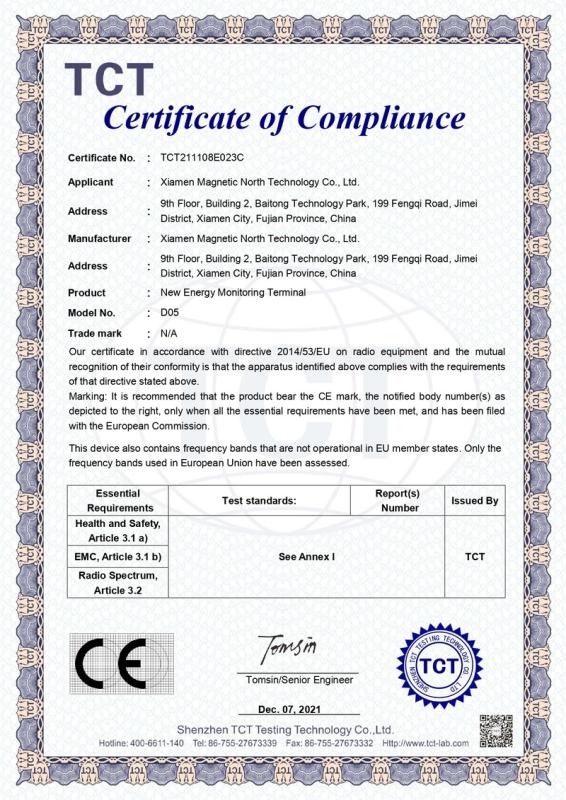 CE - Xiamen Magnetic North Technology Co., Ltd.