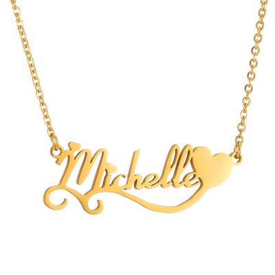 China Europe and America letter name plate necklace custom stainless steel Europe and America personalized any name 11 font name necklace custom dropshipping for sale