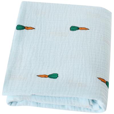 China Custom Print Baby Bath Towel Cotton Muslin Fabric Anti-pilling Wrap Wrap Cover For Baby for sale