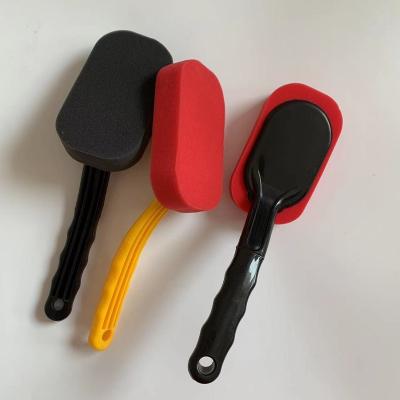 China Plastic+Sponge Car Wheel and Tire Cleaning Brush Sponge Cleaning Brush Tire Wax Foam Brush for sale