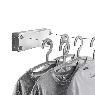 China 2021 Hot Selling Space Saving Indoor And Outdoor High Quality Wall Clothes Hanger ABS Drying Rack Balcony Bathroom Clothesline Double Wire Rope for sale