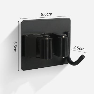 China 2021 Bathroom Kitchen Broom Mop Tool Holder Durable Adhesive Storage Holder Household Durable Black Broom Mop Hanger Gray Family for sale