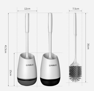 China 2021 Modern Hot Sale Household Cleaning Plastic Toilet Brush Flat Silicone Toilet Brush With Holder Set For Bathroom for sale