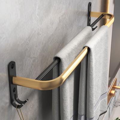 China With Luxury Low MOQ Towel Rack Towel Hook Bathroom Towel Holder Bathroom Towel Holder Light Single Perforated Wall Hanging Free for sale