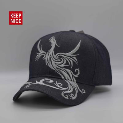 China Order Shanghai factory JOINT Phoenix image cotton custom embroidered baseball cap 100pcs for sale
