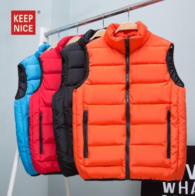 China Mens Winter Plus Size Vest Jacket Stand Collar Sleeveless Cotton Down Vests for sale