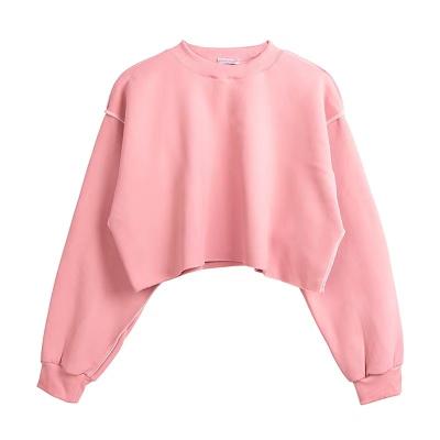 China Wholesale Custom Pink Windproof Terry Women Cropped Top French Sweatshirt Hoodies for sale