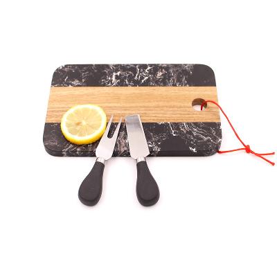 China Viable Square Shape Marble And Acacia Cheese Black Wooden Serving Board for sale