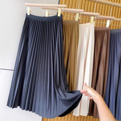 China Factory high quality anti-static women's skirt a-line skirt long pleated elastic Roman casual ladies girls custom fabric skirts youth for sale