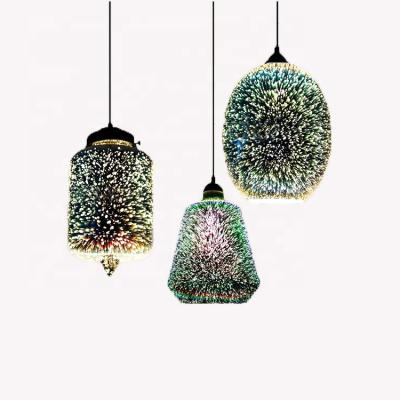 China Restaurant/colored glass globe hanging 3d home/hotel/modern nordic loft mall shade led pendant lamp chandelier light for sale