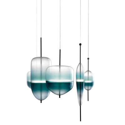 China Modern Home Residential Italian Black Blue Glass Shade Metal Decor Pendant Light For kicthen for sale