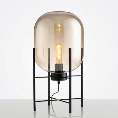 China Restaurant/home/hotel/Zhongshan mall factory single table lamp with black fabric shade stand light for living room for sale
