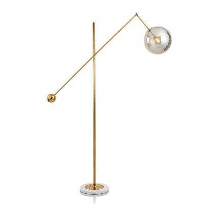 China Residential Modern Decorative Ball Glass Marble Shade Design Low Floor Lamp For Living Room for sale