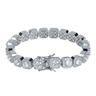 China Fast Delivery 1 Row Gold Silver Color AAAAA 10mm Zircon Paved All Outlet Tennis Bling Lab Iced CZ Stones Bracelet for sale