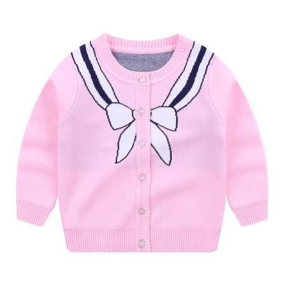 China Anti-wrinkle Spring Autumn Winter Warm Soft Cotton Spring Crewneck Long Sleeve Pink Cute Kids Cardigan for Girls for sale
