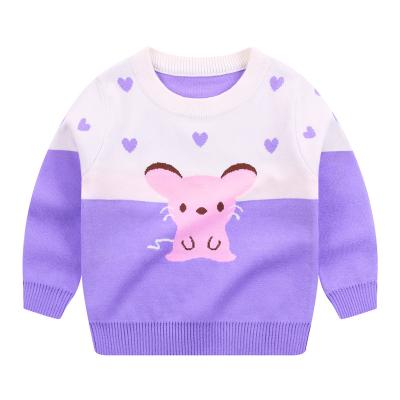China Autumn Winter Customization Crew Neck Sweater Two Sleeve Two Color Cartoon Koala Pattern Design Anti-wrinkle Long Kids Sweaters For Girls for sale