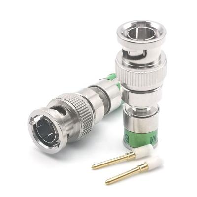 China High Quality Brass Male RF Connector BNC Compression For 5mm HD Coaxial Cable for sale