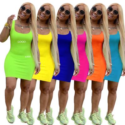 China Anti-pilling new sale 2021 like hot cake women launch summer casual sleeveless bodycon dresses solid color mini dress for wome for sale